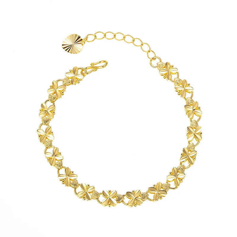 Bracelete trevo de quatro folhas banhado a ouro de 24k |FDalza.Store - F.dalza