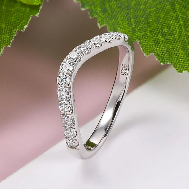 Anel meia eternidade diamante moissanite curvado|Fdalza.Store - F.dalza