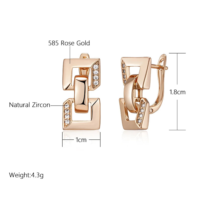 Brincos de zircônia natural, confeccionados em cobre e banhados a ouro rosa 585|Fdalza.Store - F.dalza