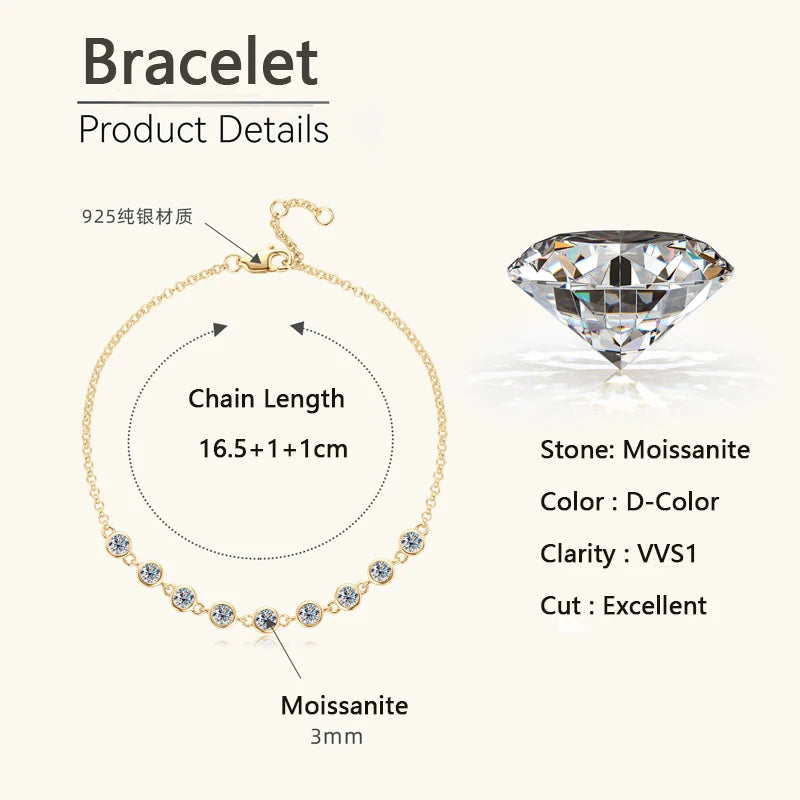 Bracelete com pedras de moissanite|FDalza.Store - F.dalza