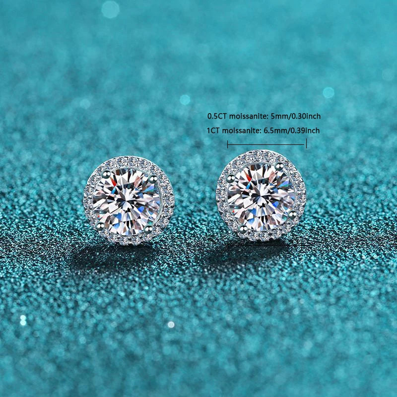 Brinco Luxurious botão real diamante moissanite |FDalza.Store - F.dalza