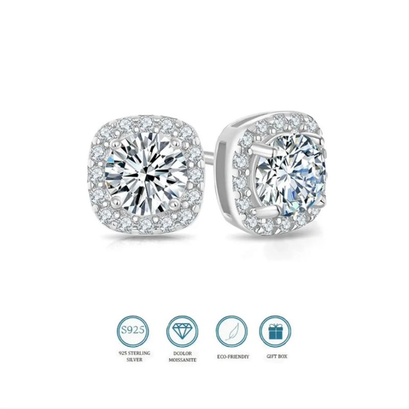 Brinco de diamante moissanite e prata esterlina 925 |FDalza.Store - F.dalza