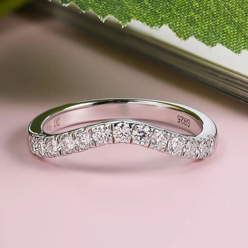 Anel meia eternidade diamante moissanite curvado|Fdalza.Store - F.dalza