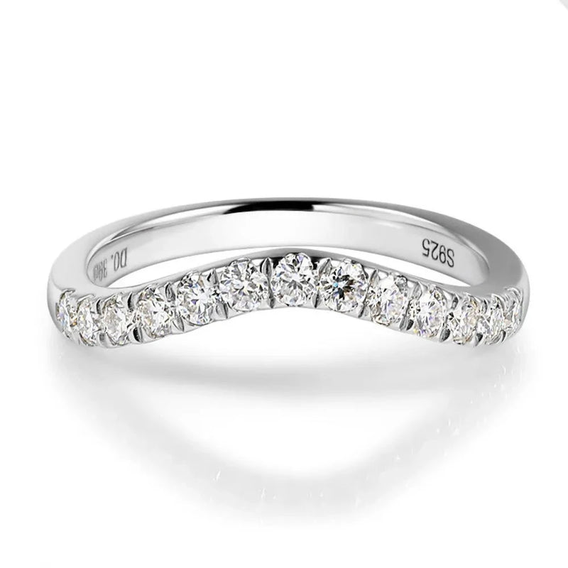 Anel meia eternidade diamante moissanite curvado|Fdalza.Store - F.dalza